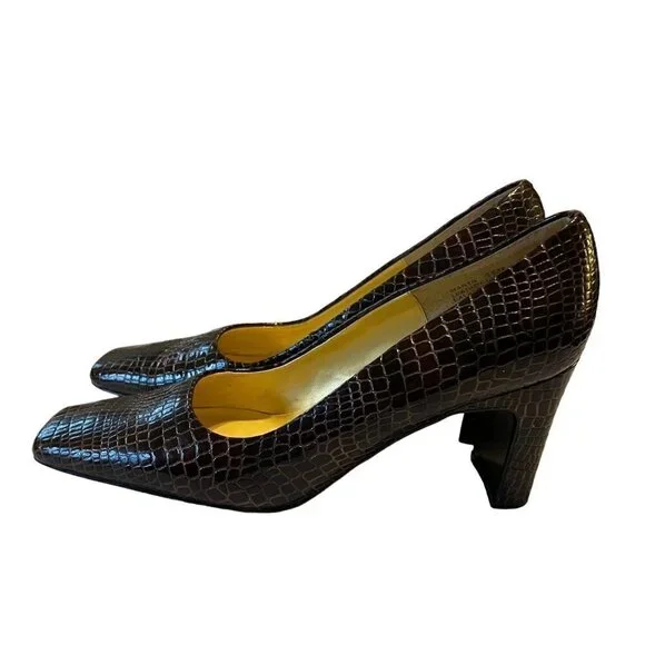 BELLINI Marta Women's Leather Croc Embossed Pump Heels Size 10M - Picture 4 of 10